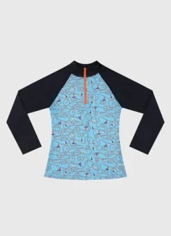 Aqua Blu Rashies^Long Sleeve Rash Vest Bowline