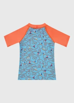 Aqua Blu Rashies^Short Sleeve Rash Vest Bowline