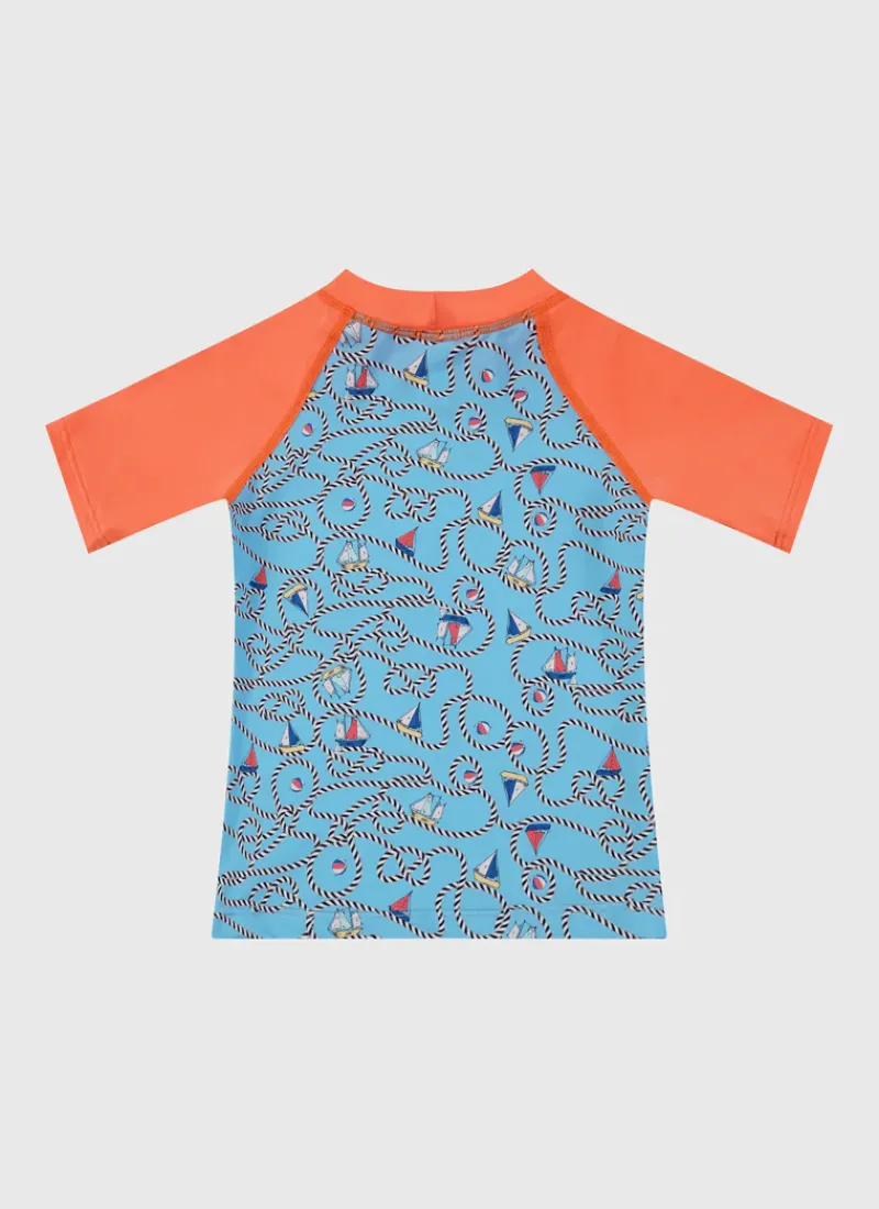 Aqua Blu Rashies^Short Sleeve Rash Vest Bowline