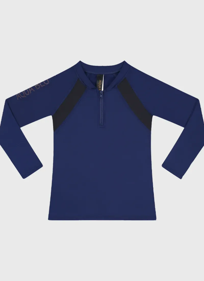 Aqua Blu Rashies^Building Blocks Long Sleeve Rash Vest