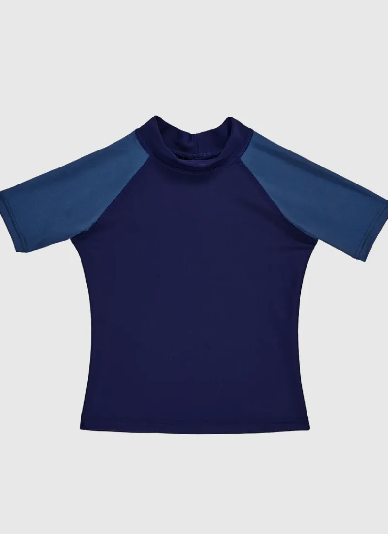 Aqua Blu Rashies^Building Blocks Short Sleeve Rash Vest Navy