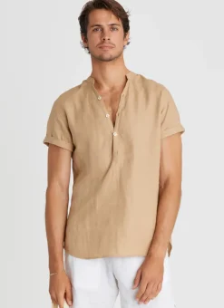 Aqua Blu Tops|Tops^Aaron Shirt Caramel