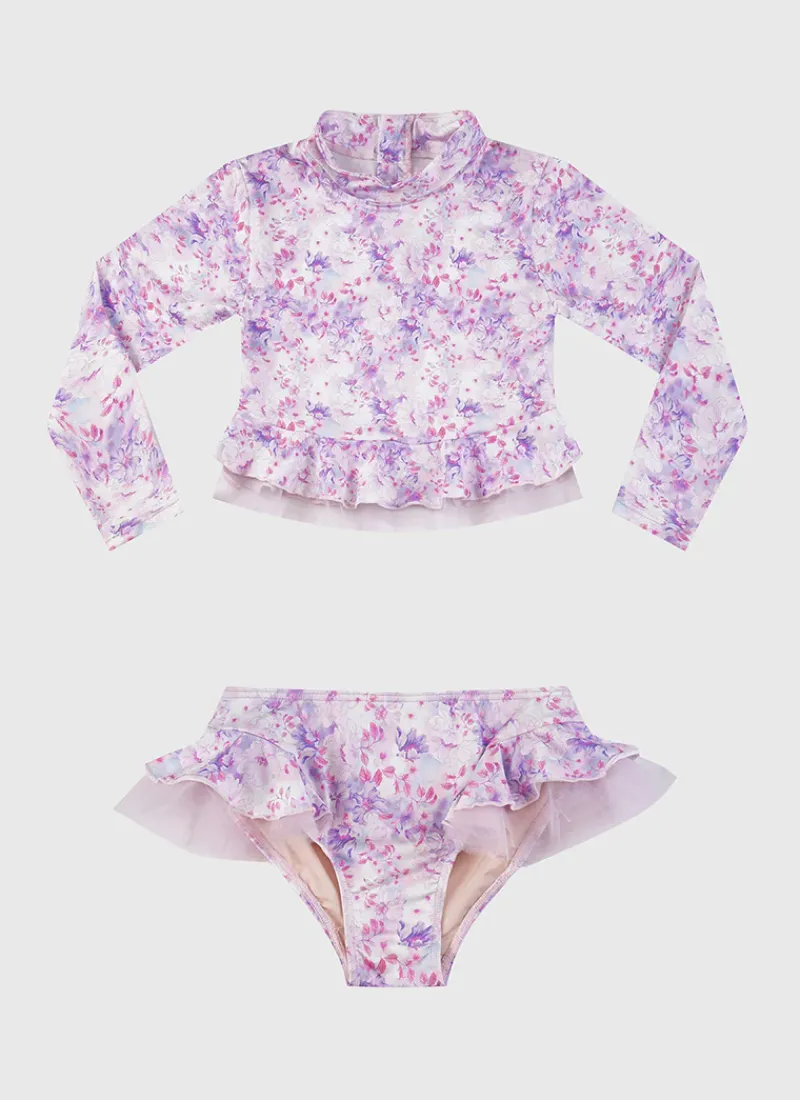 Aqua Blu Rashies|Sets^Long Sleeve Rash Vest Set Cherry Blossom