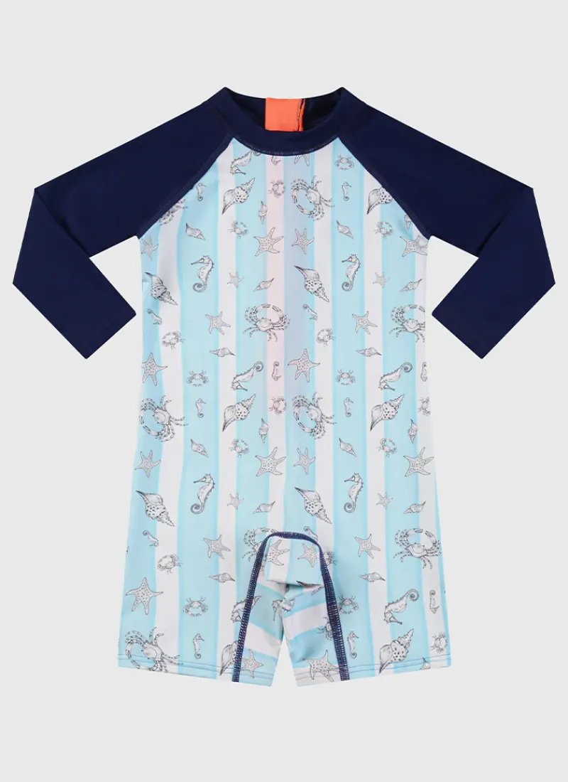 Aqua Blu Shop Infants (00-2)|Sunsuits^Long Sleeve Sunsuit Mariner