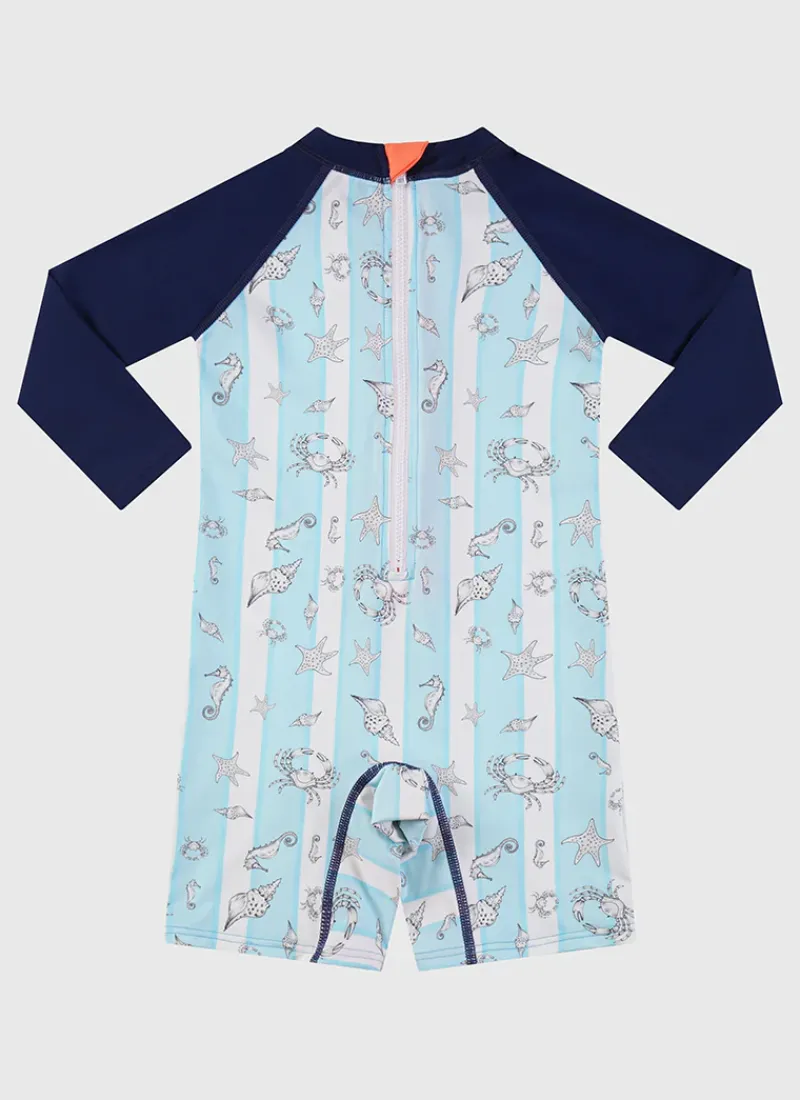 Aqua Blu Shop Infants (00-2)|Sunsuits^Long Sleeve Sunsuit Mariner