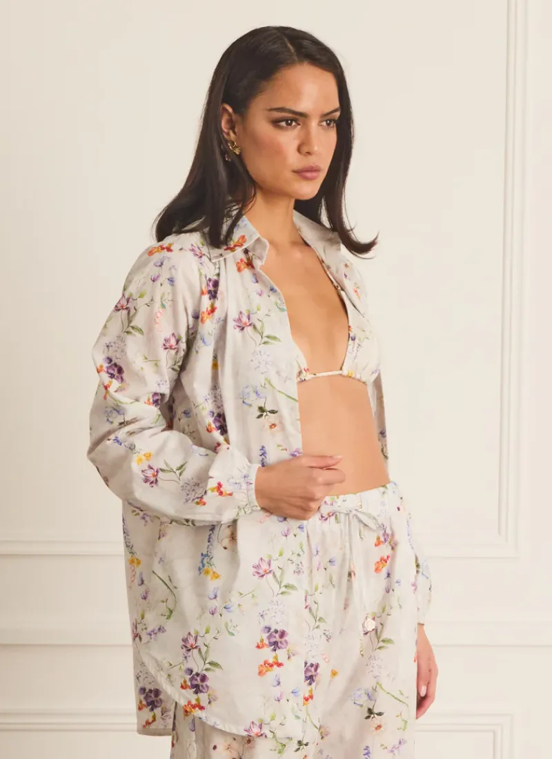 Aqua Blu Tops^Odilia Beach Shirt Moonflower