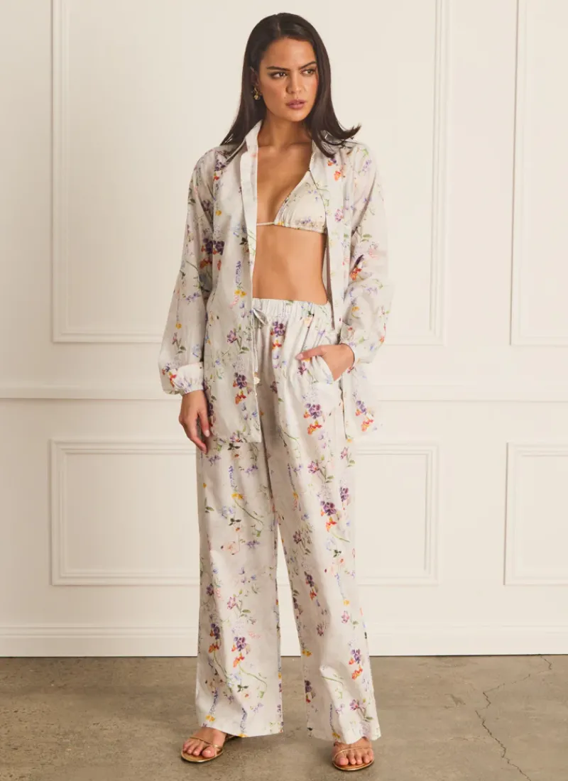 Aqua Blu Tops^Odilia Beach Shirt Moonflower