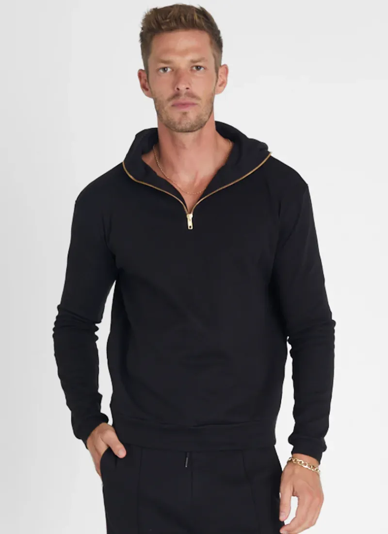 Aqua Blu Tops|Tops^Noir Hoodie