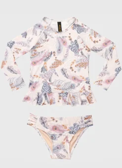 Aqua Blu Shop Juniors (3-7)|Rashies^Long Sleeve Rash Vest Set Plumeria